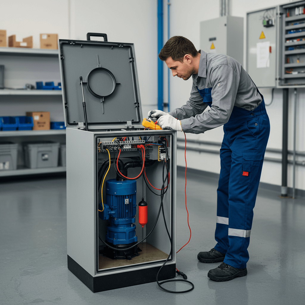 Reparatur einer Hebeanlage im Technikraum