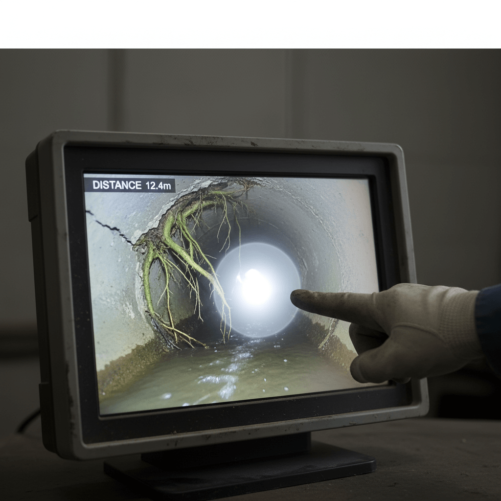 Wurzeleinwuchs in Kanalrohr entfernt
